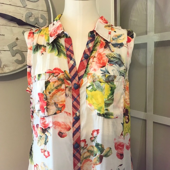 Anthro Cyrena Floral sheer tunic top - Picture 8 of 14